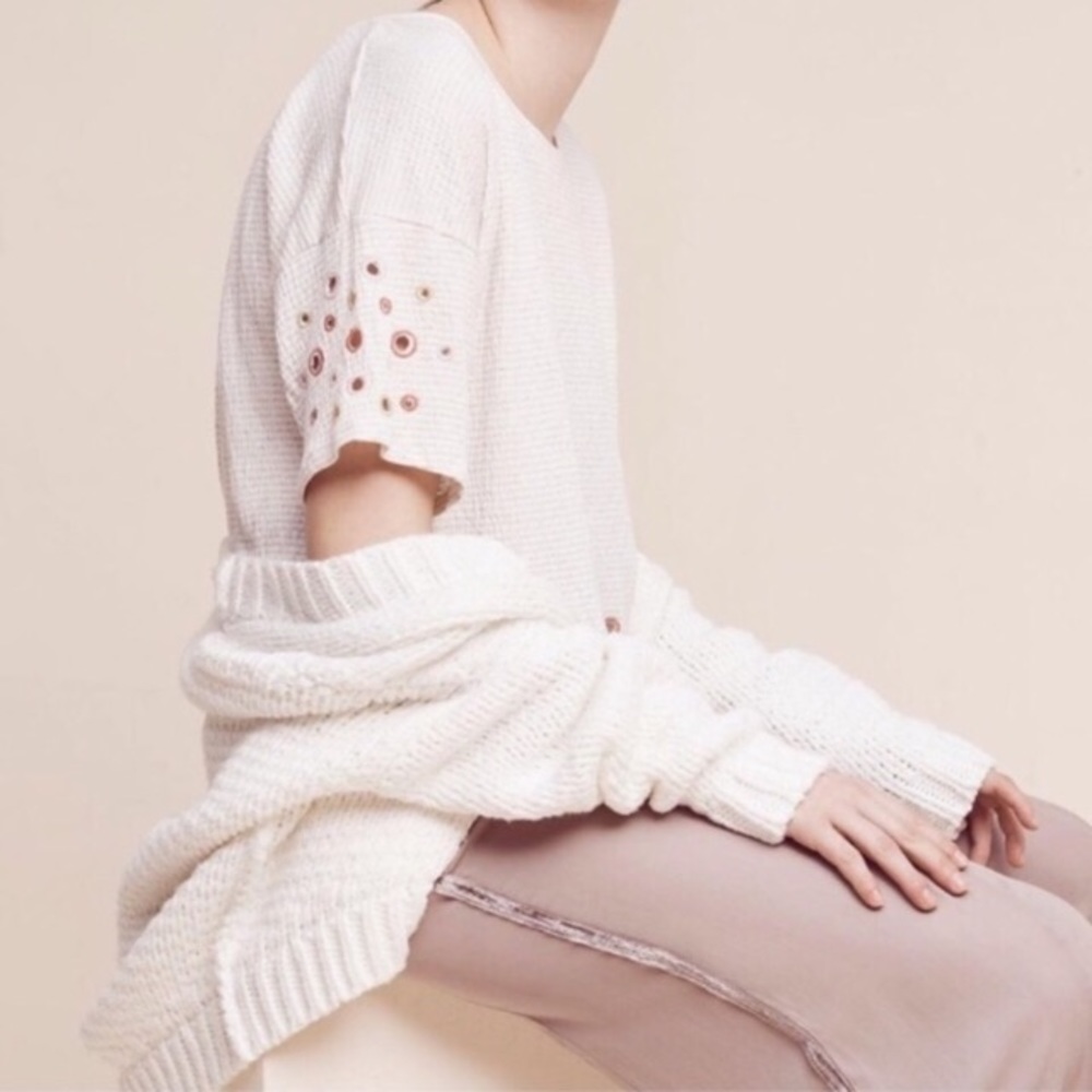 Anthro postmark “Catina”striped eyelet top